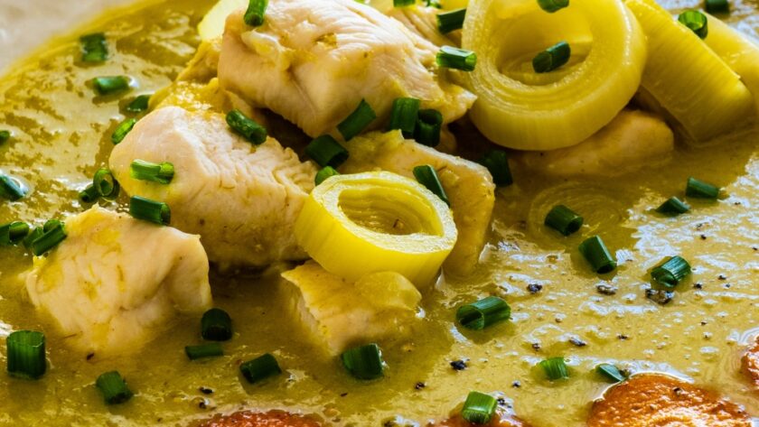 Leek Soup With Chicken Nuggets