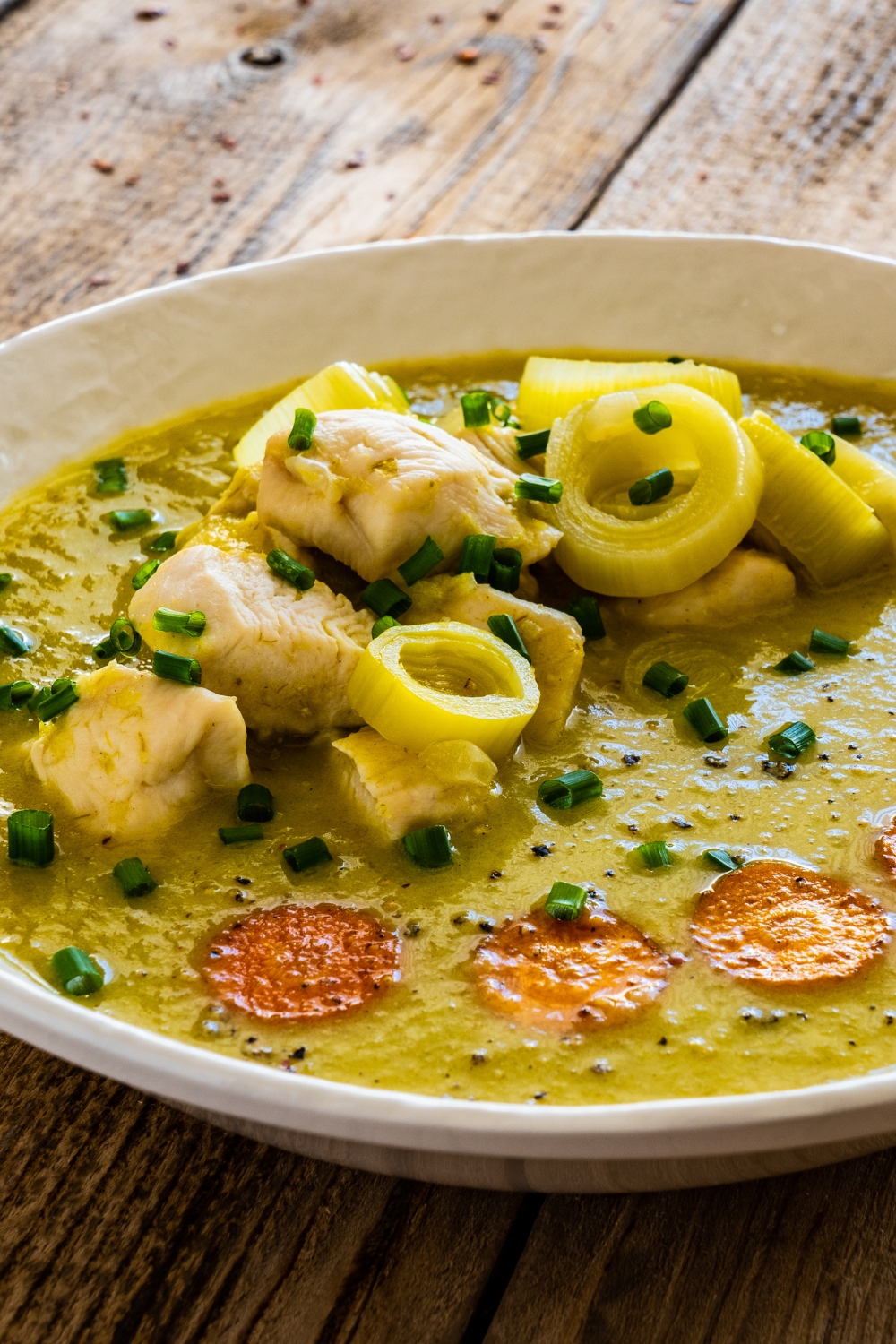 Leek Soup With Chicken Nuggets