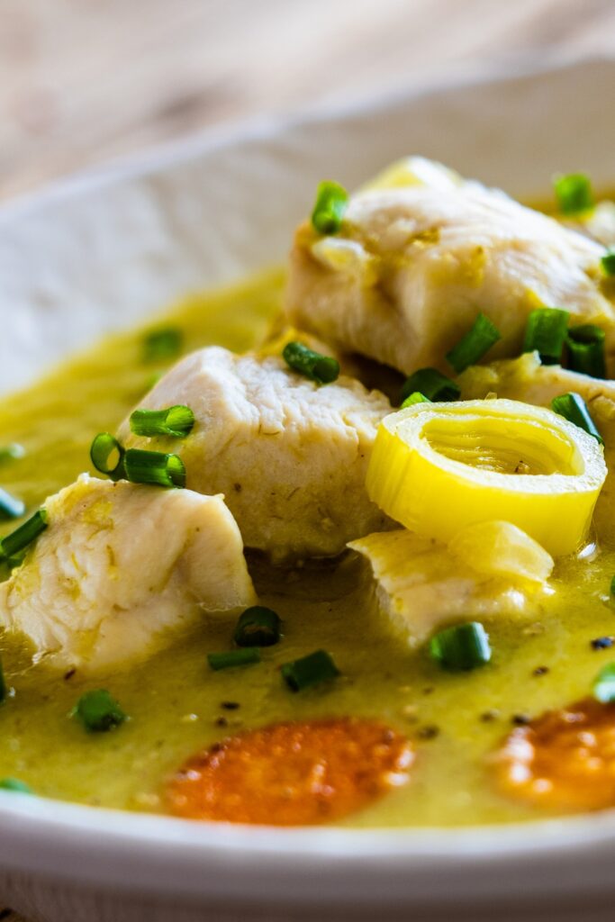 Leek Soup With Chicken Nuggets